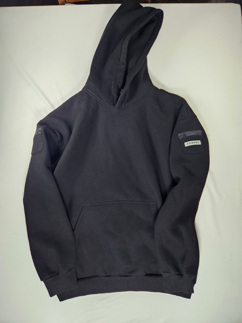 Comfort Patch Black Men's Hooded Sweatshirt
